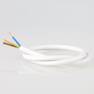 PVC-Lampenkabel Elektro-Kabel Stromkabel weiß 3-adrig, 3Gx0,75mm² mit integriertem Stahlseil als Zugentlastung