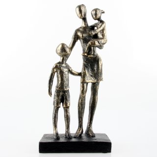 Deko Design Skulptur Figur "Mutter mit Kindern" 26cm Bronze