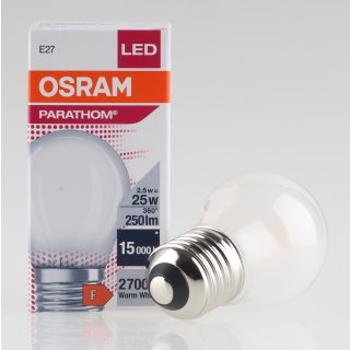 E27 LEDVANCE LED Classic Leuchtmittel 2,5W(=25W) 240V 250 lm Tropfen-Form matt warmweiß