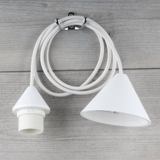 PVC-Kabel weiß mit E27 Lampenfassung für Lampenschirm und Baldachin Kunststoff weiß Länge 1,4 Meter