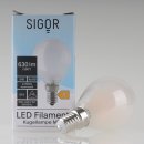 Sigor E14 LED Filament Tropfenlampe matt 5W = (50W) 630lm...