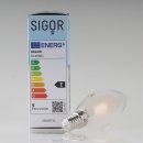 Sigor E14 LED Filament Kerzenlampe matt 5W = (50W) 630lm 2700K warmweiß dimmbar