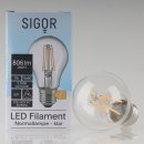 Sigor E27 LED Filament Leuchtmittel klar 7W=(60W) 220-240V 806 lm 2700K  warmweiß dimmbar