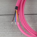 Textilkabel Anschlussleitung 2-5m pink Schalter u. Schutzkontakt Winkelstecker weiß