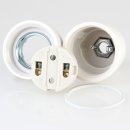 E27 Premium Porzellanfassung glasiert mit Kabel Zugentlastung Metall weiß 250V/4A
