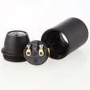 E14 Lampenfassung Thermoplast/Kunststoff schwarz mit Glattmantel und Zugentlastung