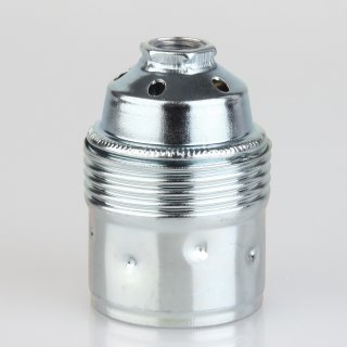 E27 Lampenfassung Metall verchromt mit Glattmantel und Keramik Innenkern 250V/4A