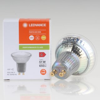 LEDVANCE GU10 PAR16 LED Leuchtmittel  7.9W=(51W) 2700K 650 lm 120° dimmbar Reflektor-Lampe