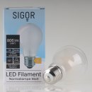 Sigor E27 LED Filament Leuchtmittel matt 7W=(60W) 220-240V 806 lm 2700K warmweiß dimmbar