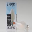 Sigor E14 LED Filament Kerzenlampe matt 4,5W = (40W) 470lm 2700K warmweiß dimmbar