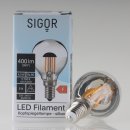 Sigor E14 LED Filament Kopfspiegellampe silber 4,5W=(35W) 400lm 2700K warmweiß dimmbar