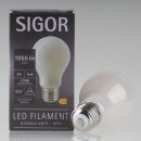 Sigor E27 LED Filament Leuchtmittel opal 9W=(75W) 220-240V 1055 lm 2700K warmweiß dimmbar